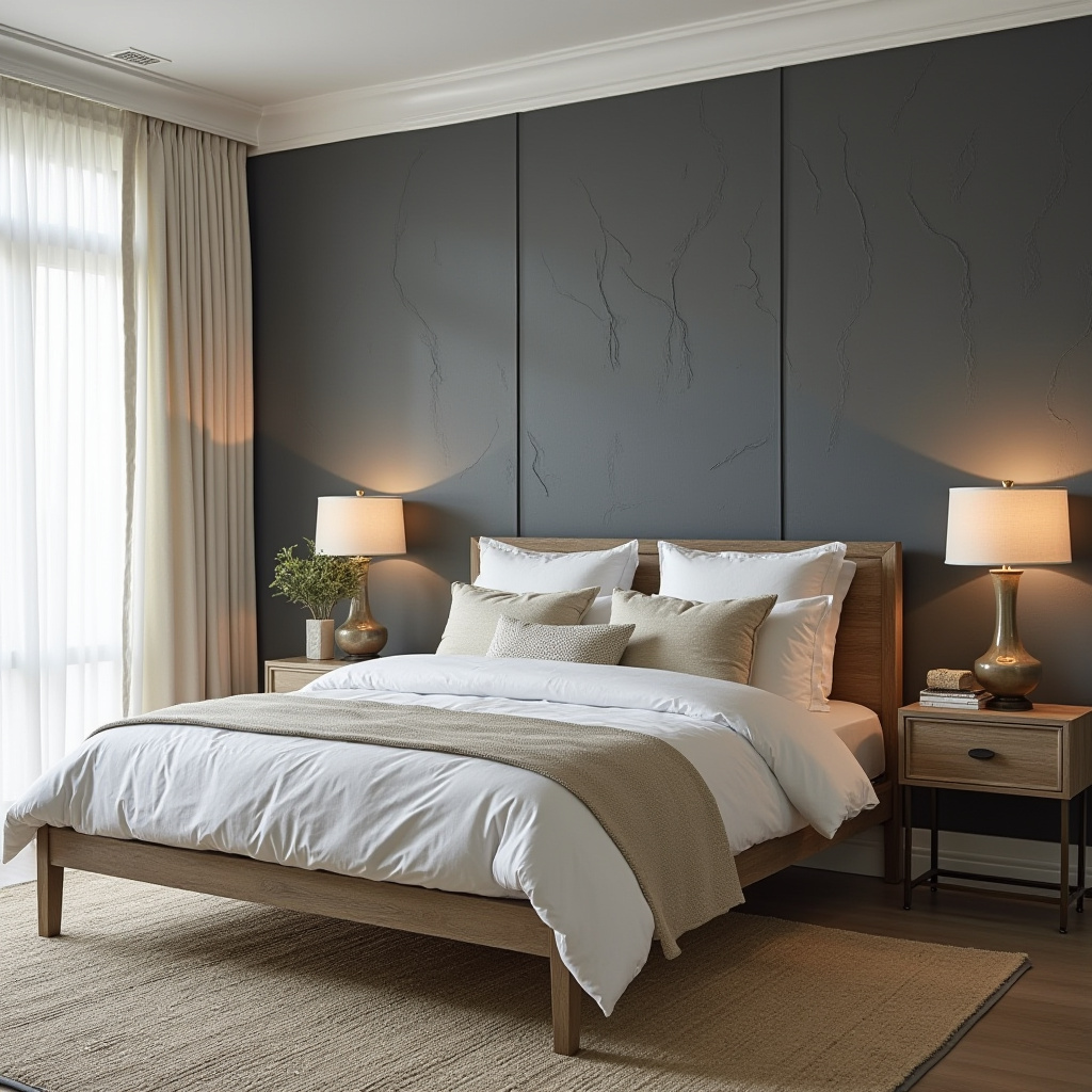 bedroom dark grey accent wall 39