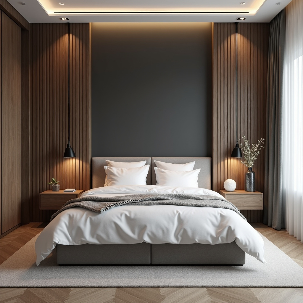 bedroom dark grey accent wall 4
