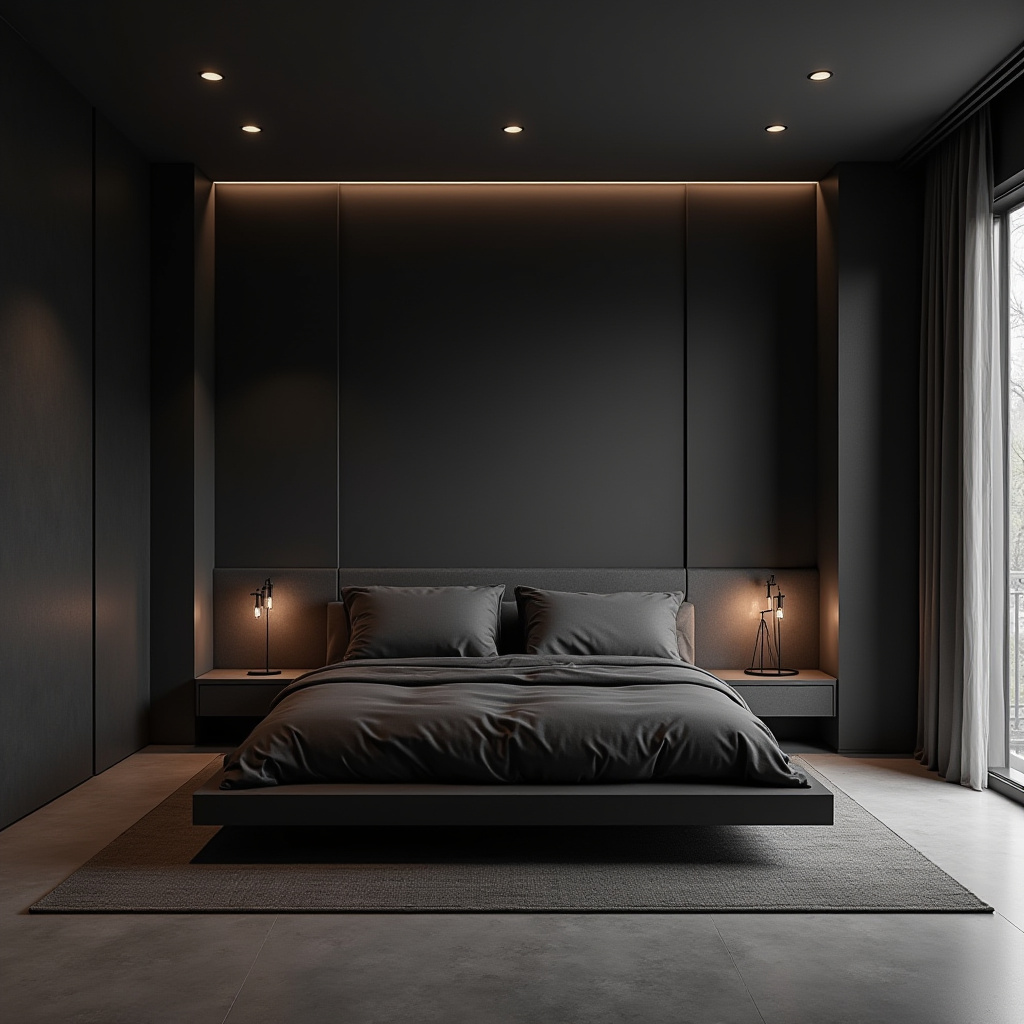bedroom dark grey accent wall 9