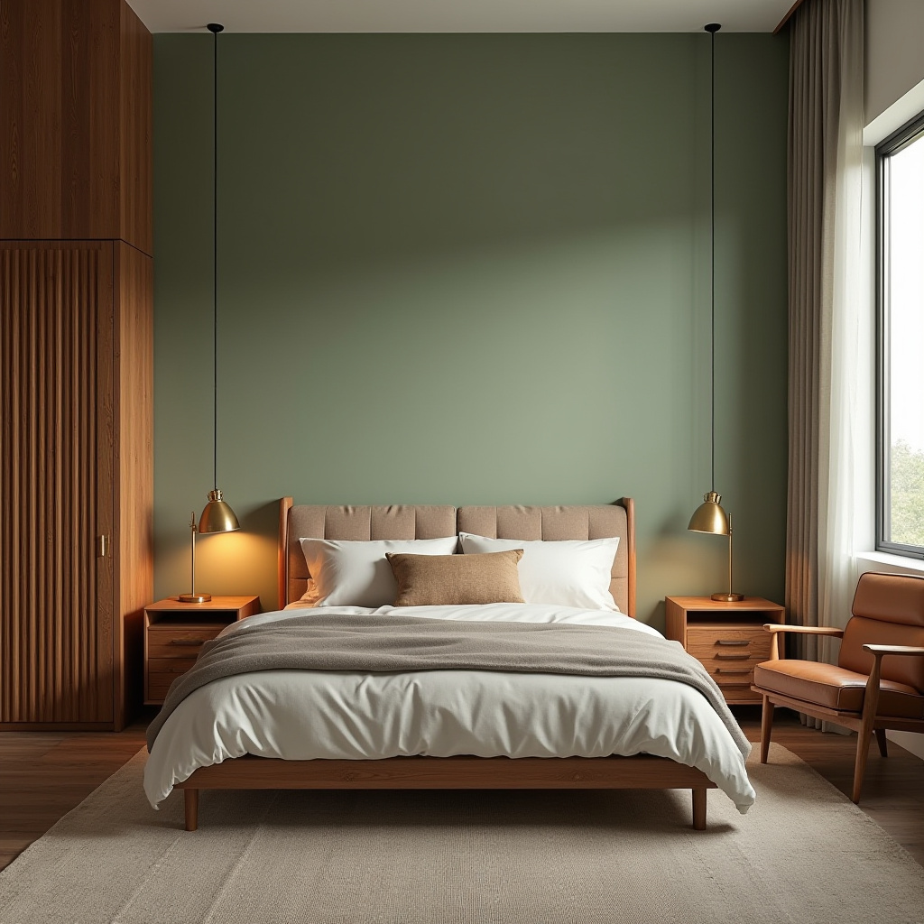 bedroom sage green accent wall 10