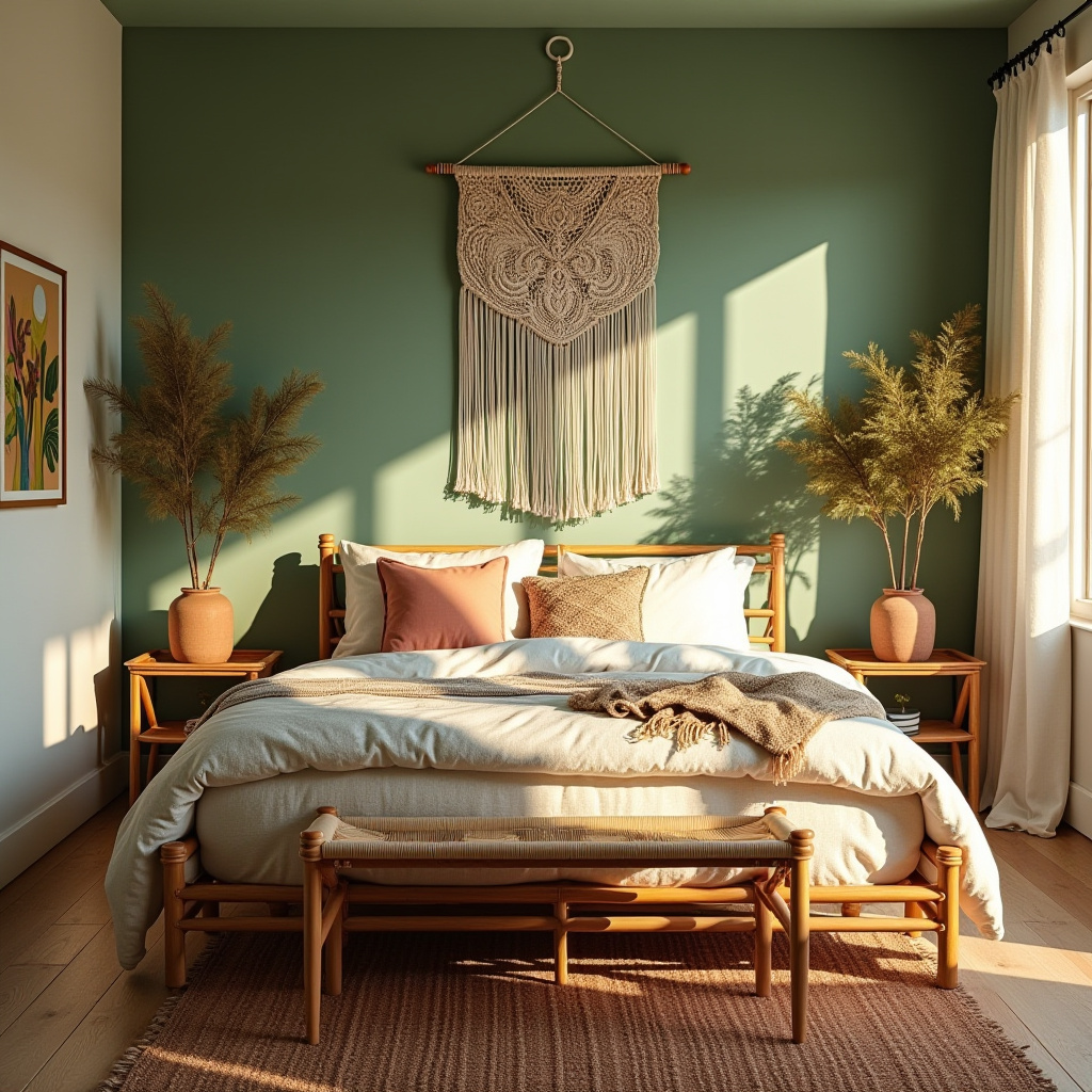 bedroom sage green accent wall 12