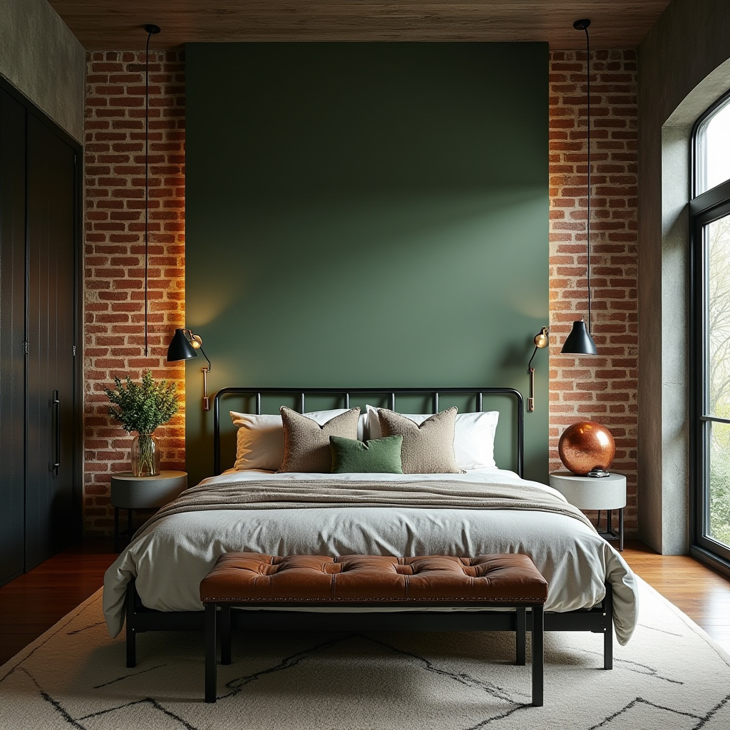 bedroom sage green accent wall 13