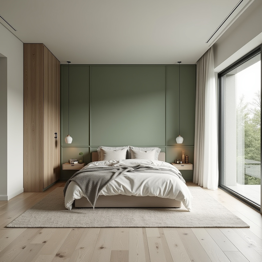 bedroom sage green accent wall 16