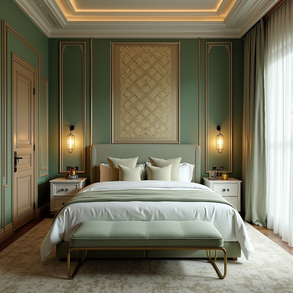 bedroom sage green accent wall 18