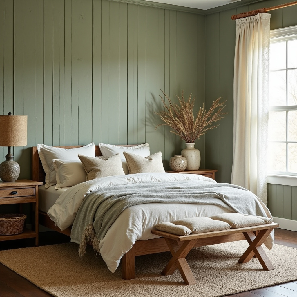 bedroom sage green accent wall 19