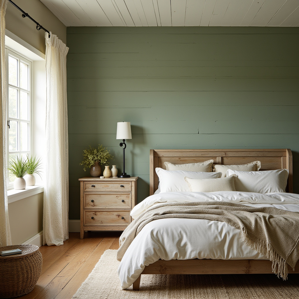 bedroom sage green accent wall 20