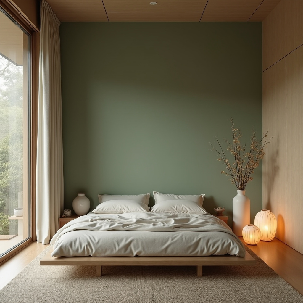 bedroom sage green accent wall 23
