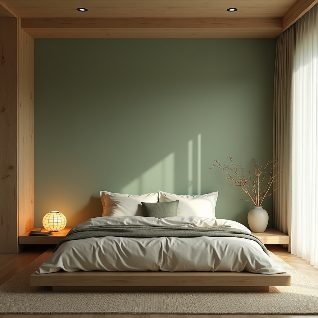 bedroom sage green accent wall 24