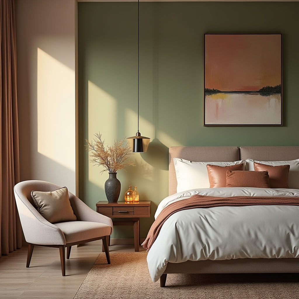 bedroom sage green accent wall 26