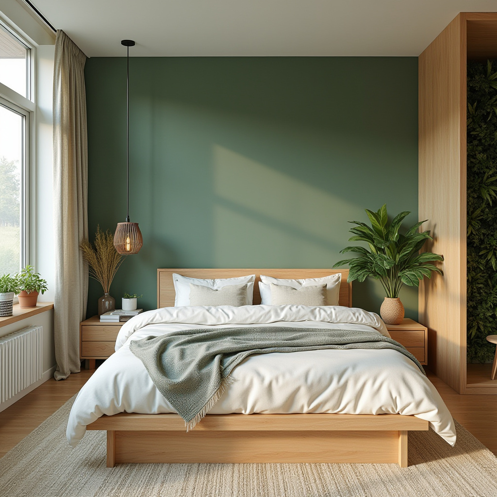 bedroom sage green accent wall 27