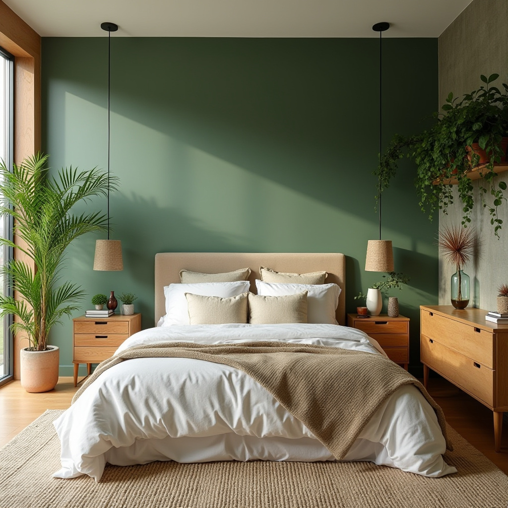 bedroom sage green accent wall 28