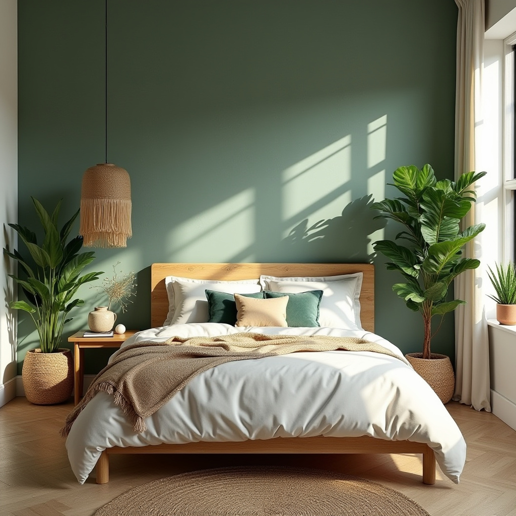 bedroom sage green accent wall 3