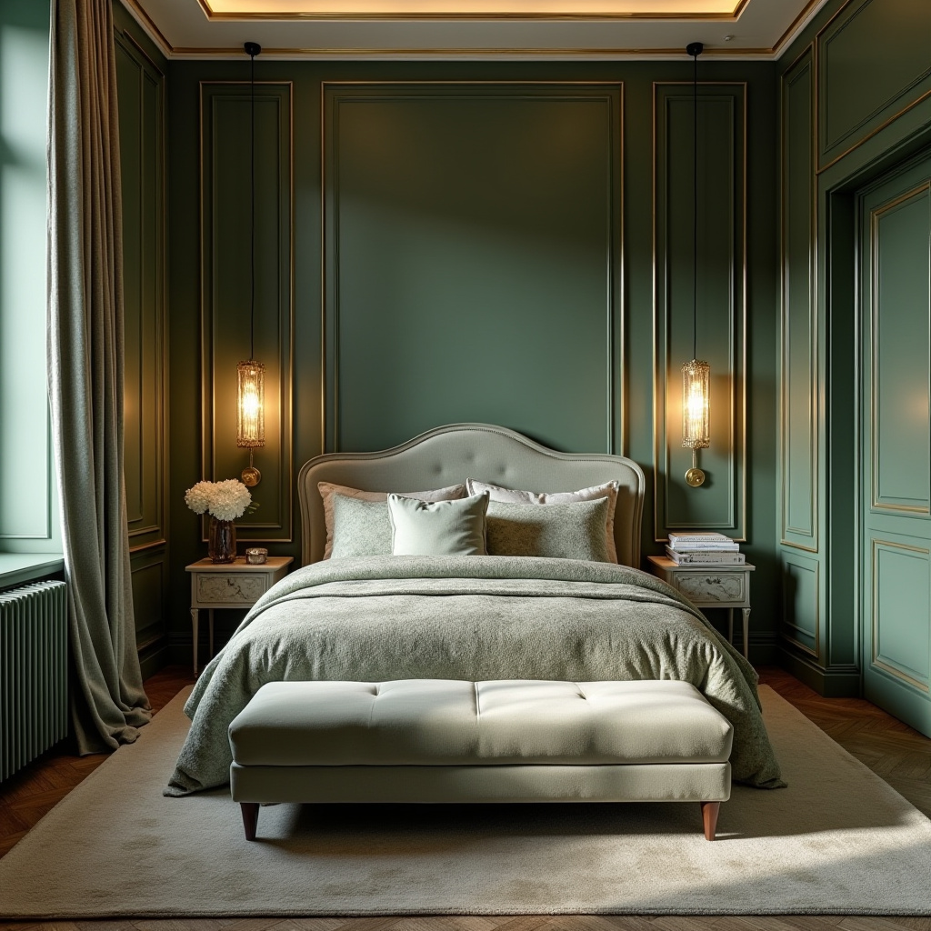 bedroom sage green accent wall 30
