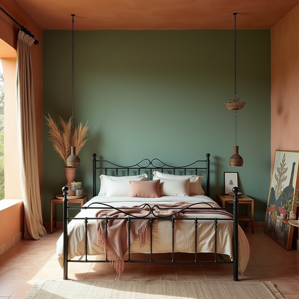 bedroom sage green accent wall 32