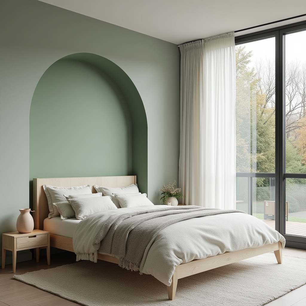 bedroom sage green accent wall 34