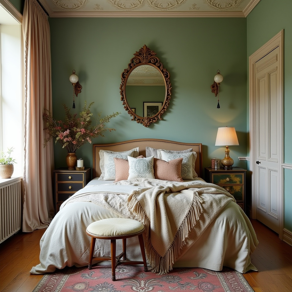 bedroom sage green accent wall 35