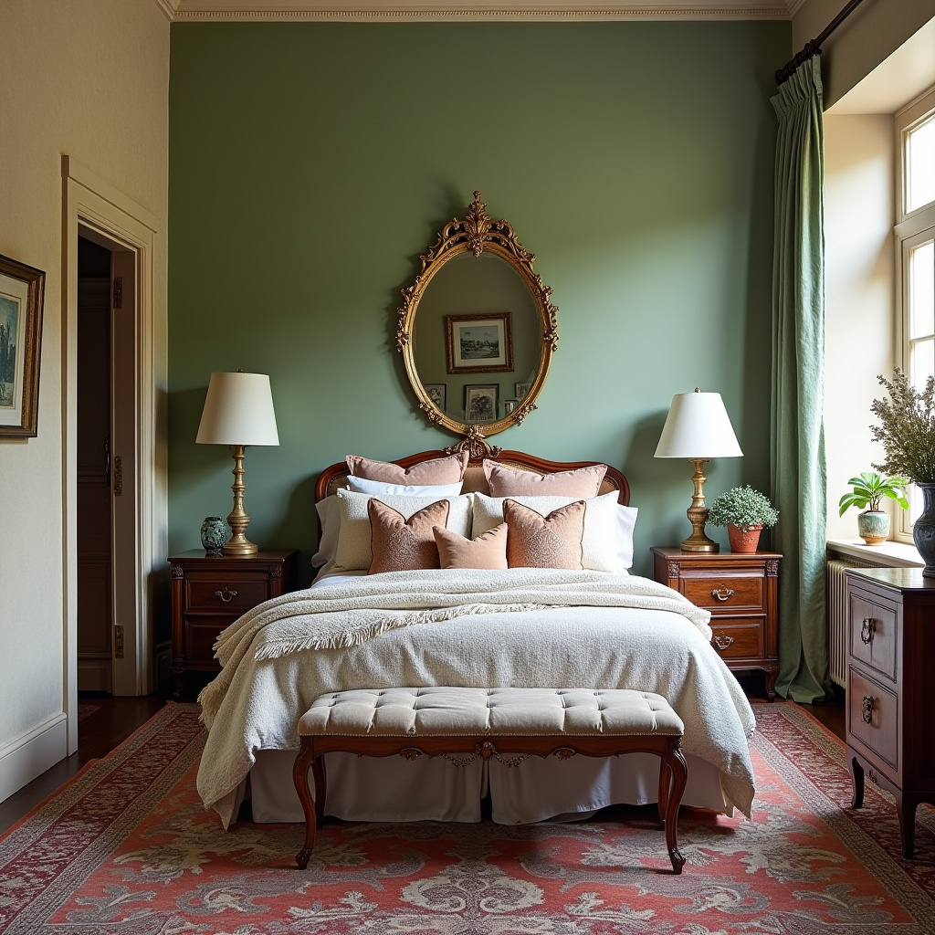 bedroom sage green accent wall 36