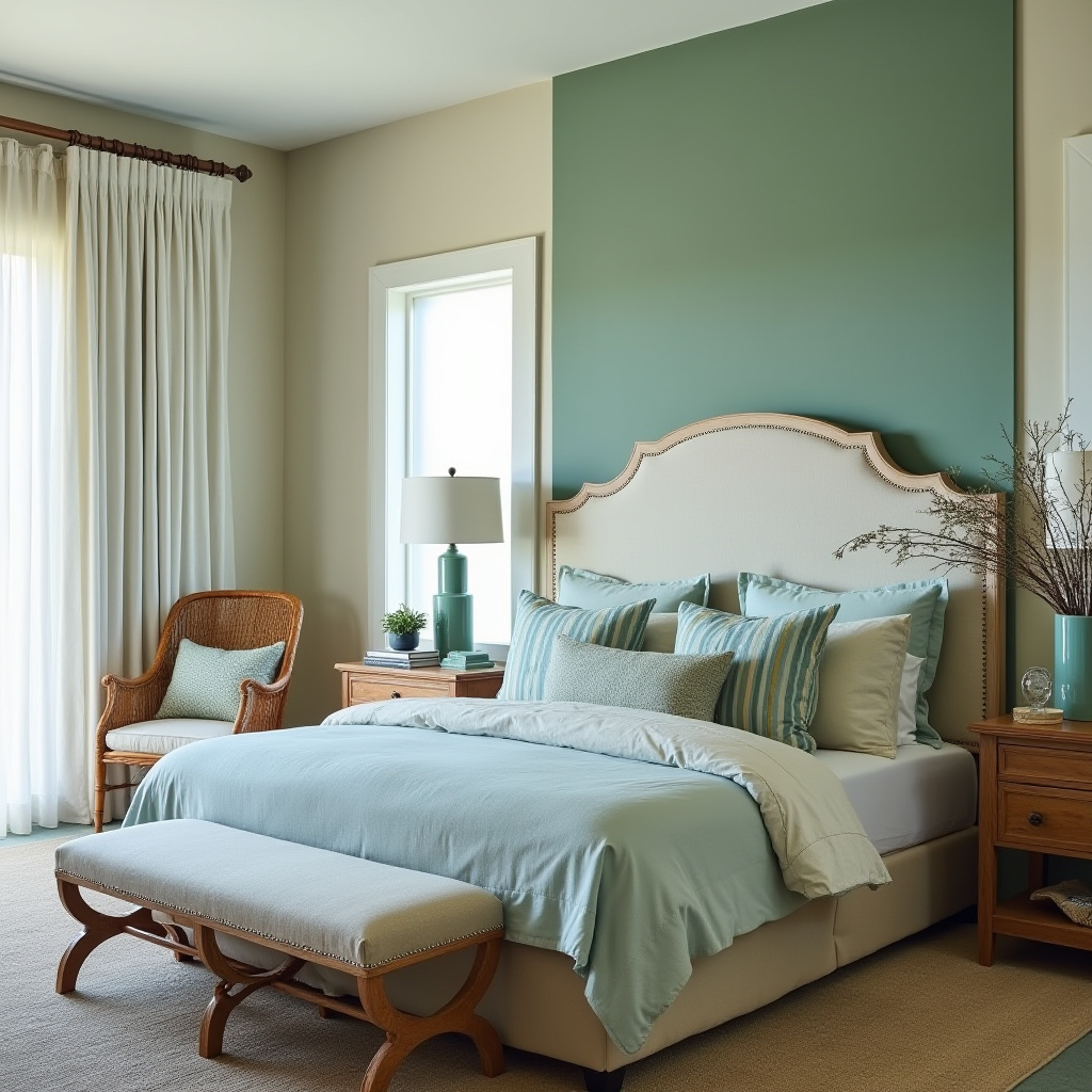 bedroom sage green accent wall 39
