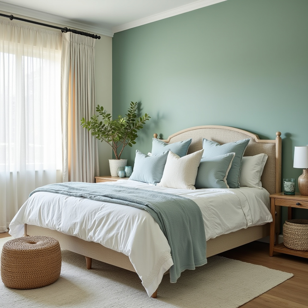 bedroom sage green accent wall 40