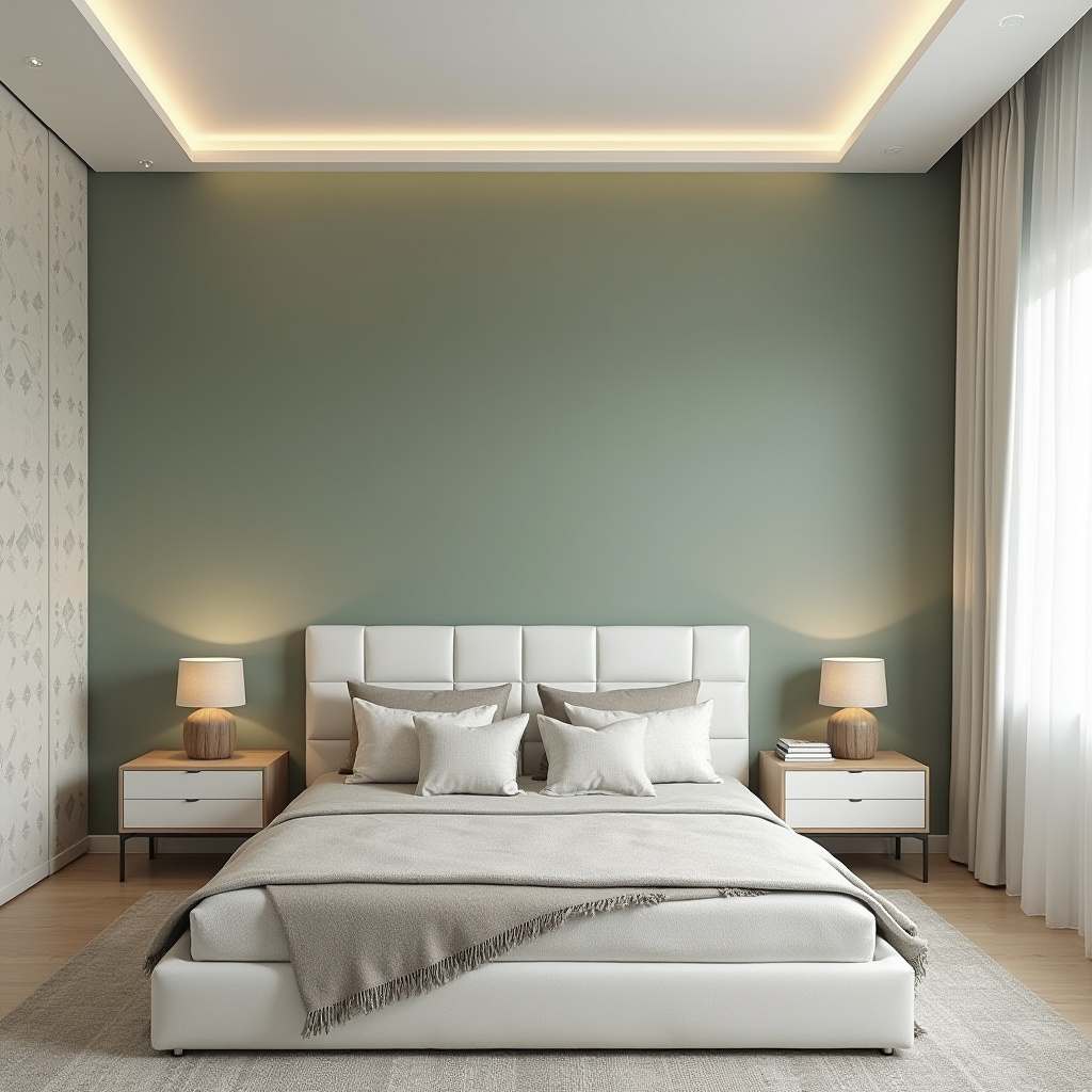 bedroom sage green accent wall 5