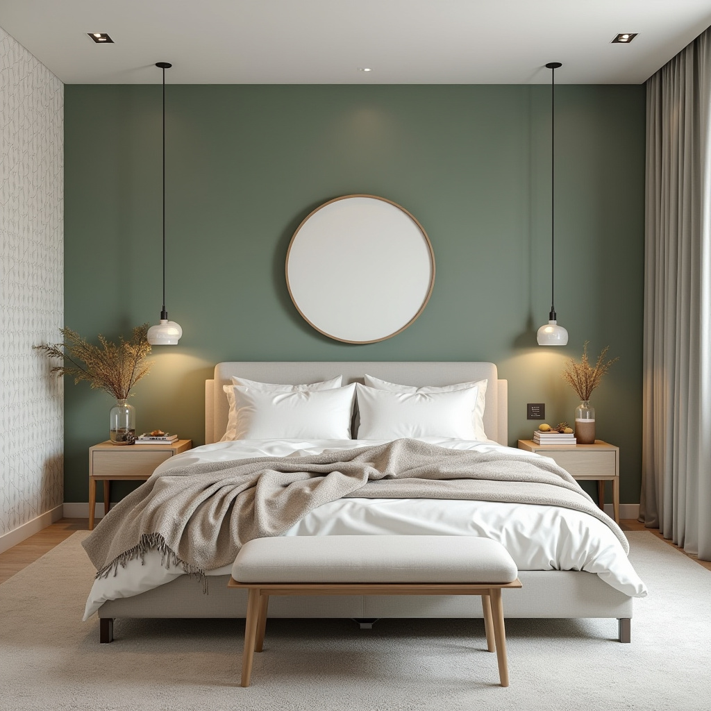 bedroom sage green accent wall 6