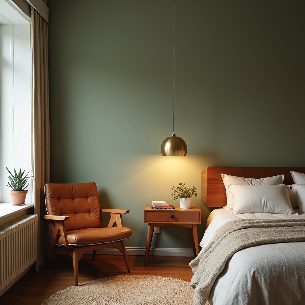 bedroom sage green accent wall 9
