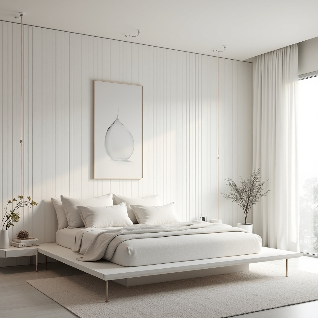 bedroom white shiplap accent wall 40