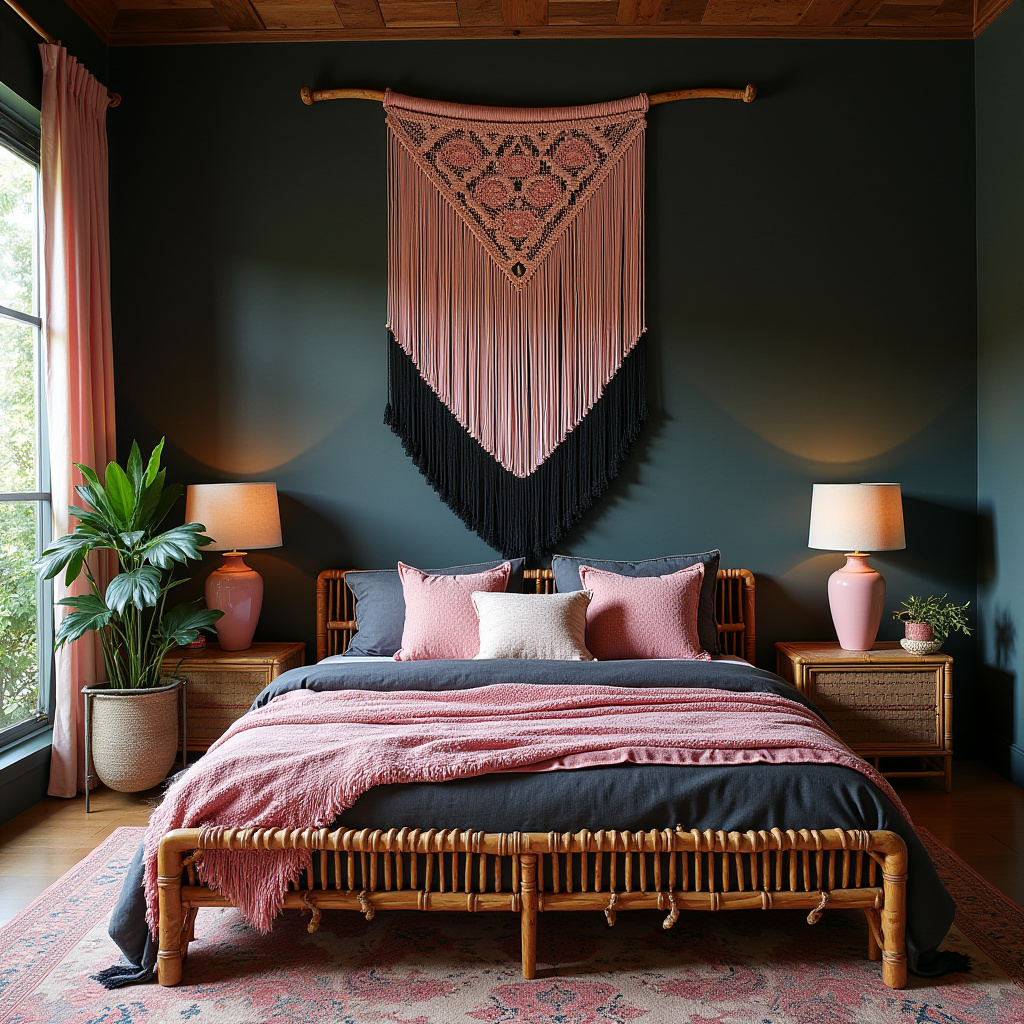 black and pink bedroom accent wall 11