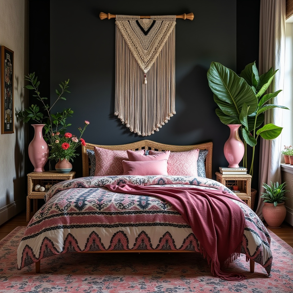 black and pink bedroom accent wall 12