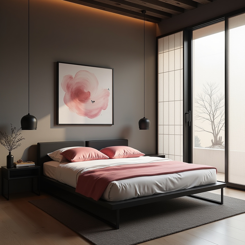 black and pink bedroom accent wall 16
