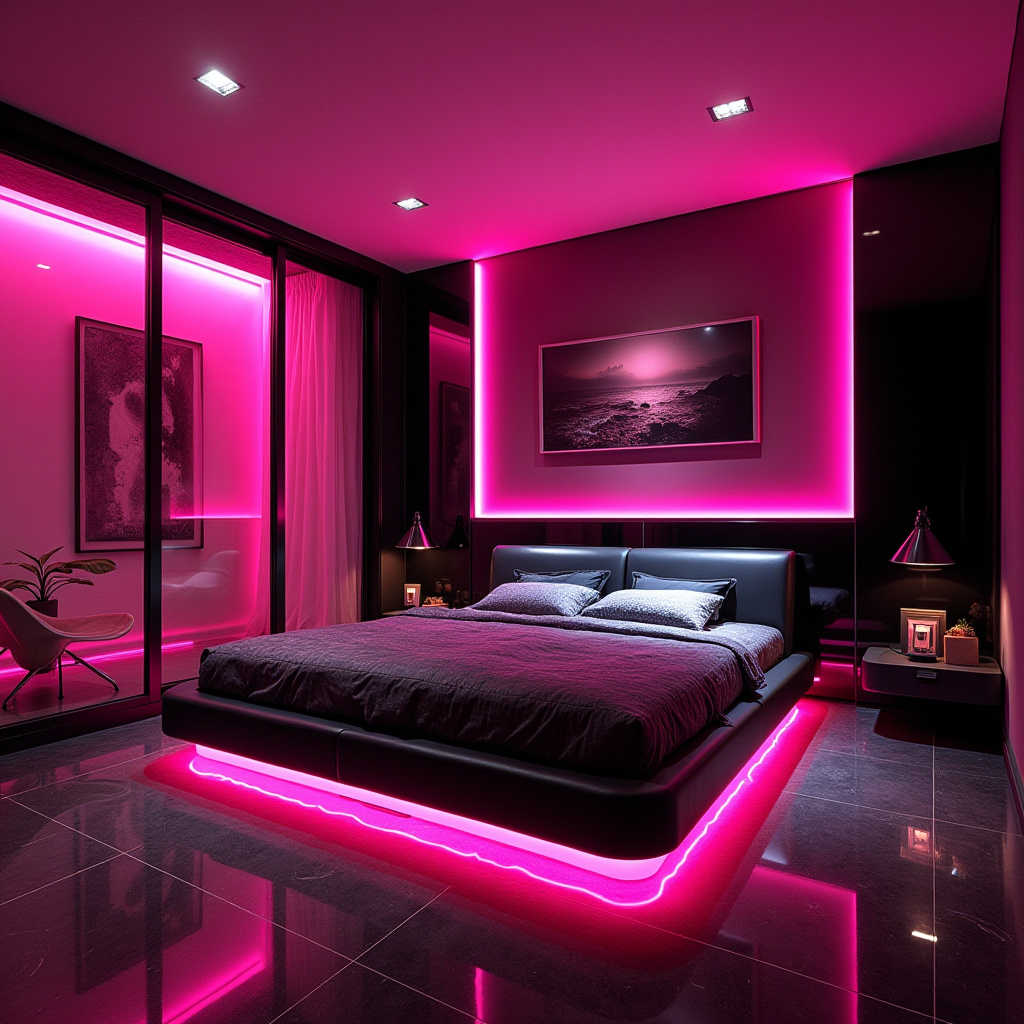 black and pink bedroom accent wall 17