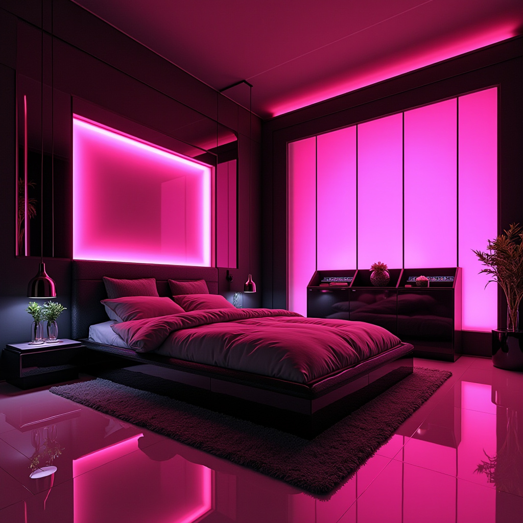 black and pink bedroom accent wall 18