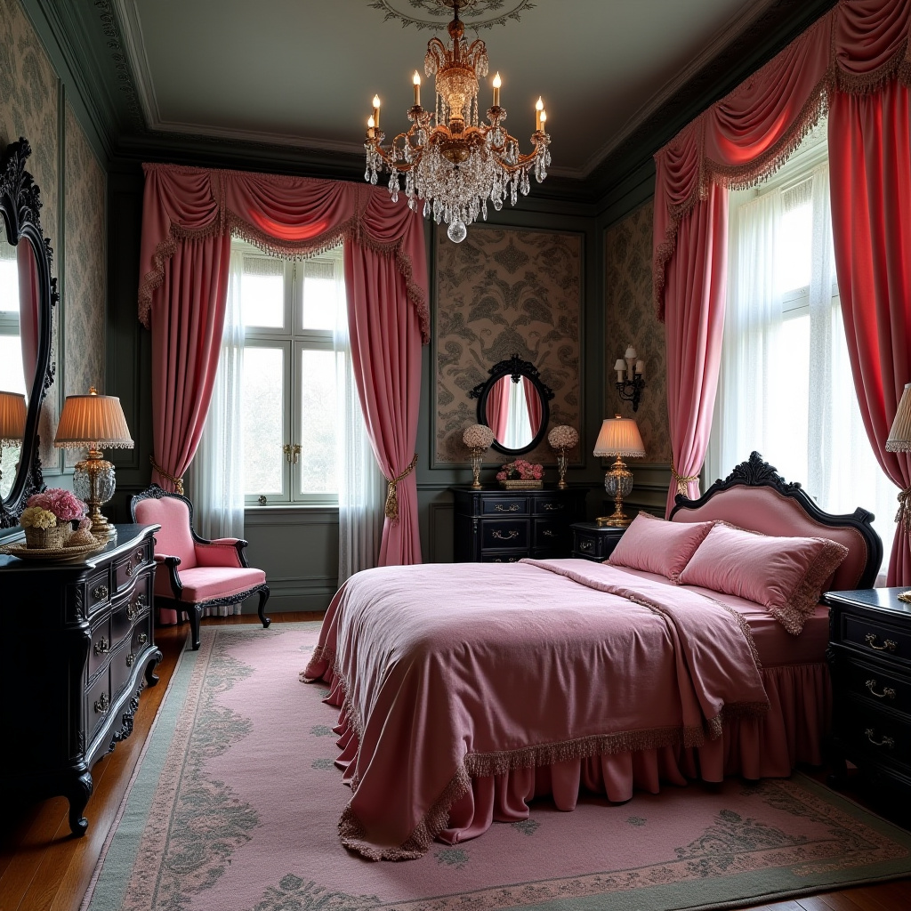 black and pink bedroom accent wall 19