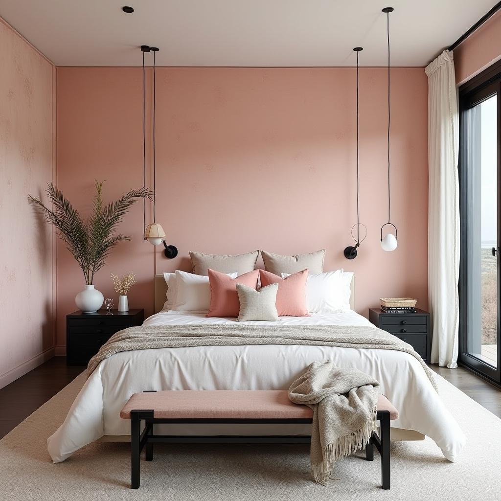 black and pink bedroom accent wall 23