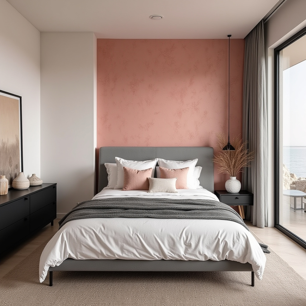black and pink bedroom accent wall 24