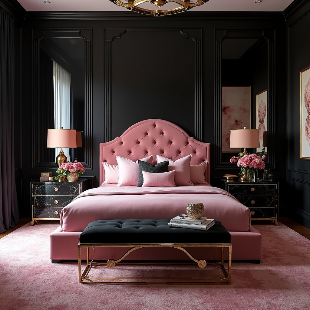black and pink bedroom accent wall 27