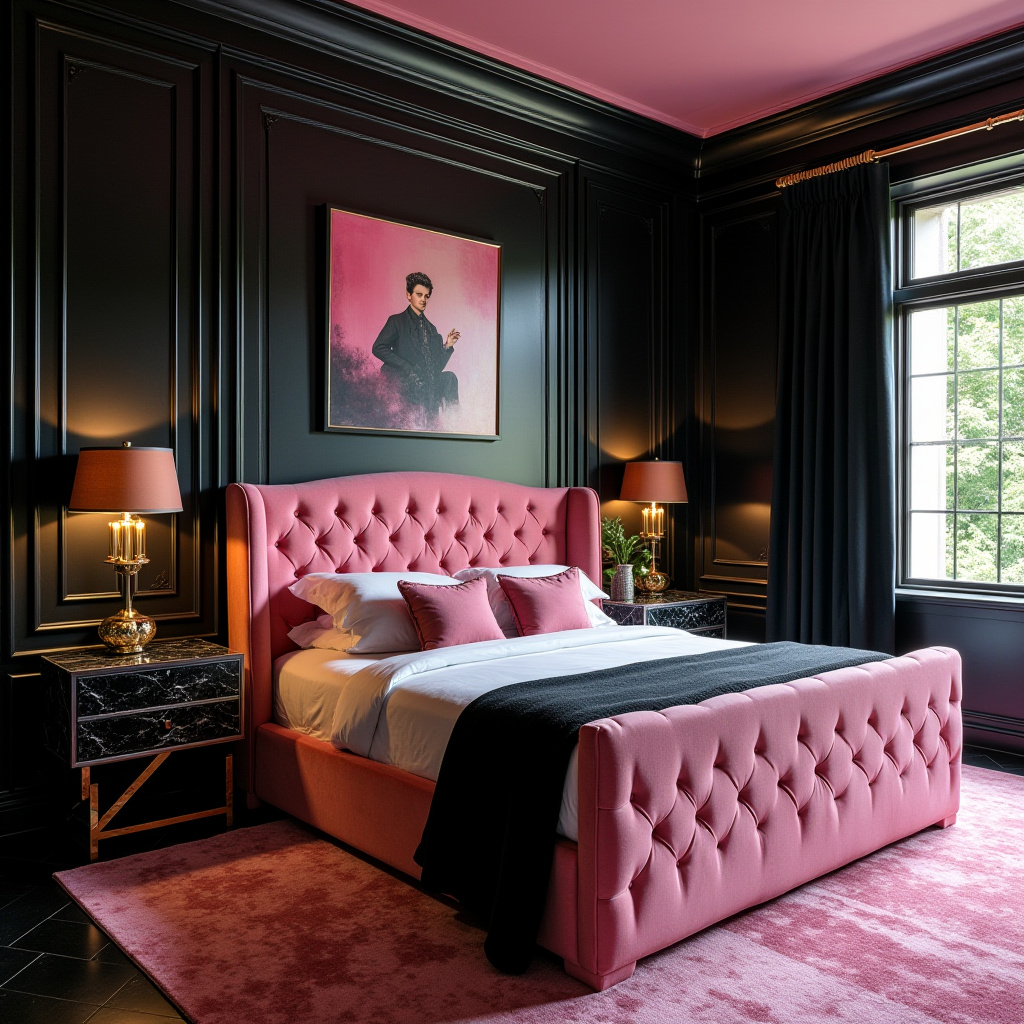 black and pink bedroom accent wall 28