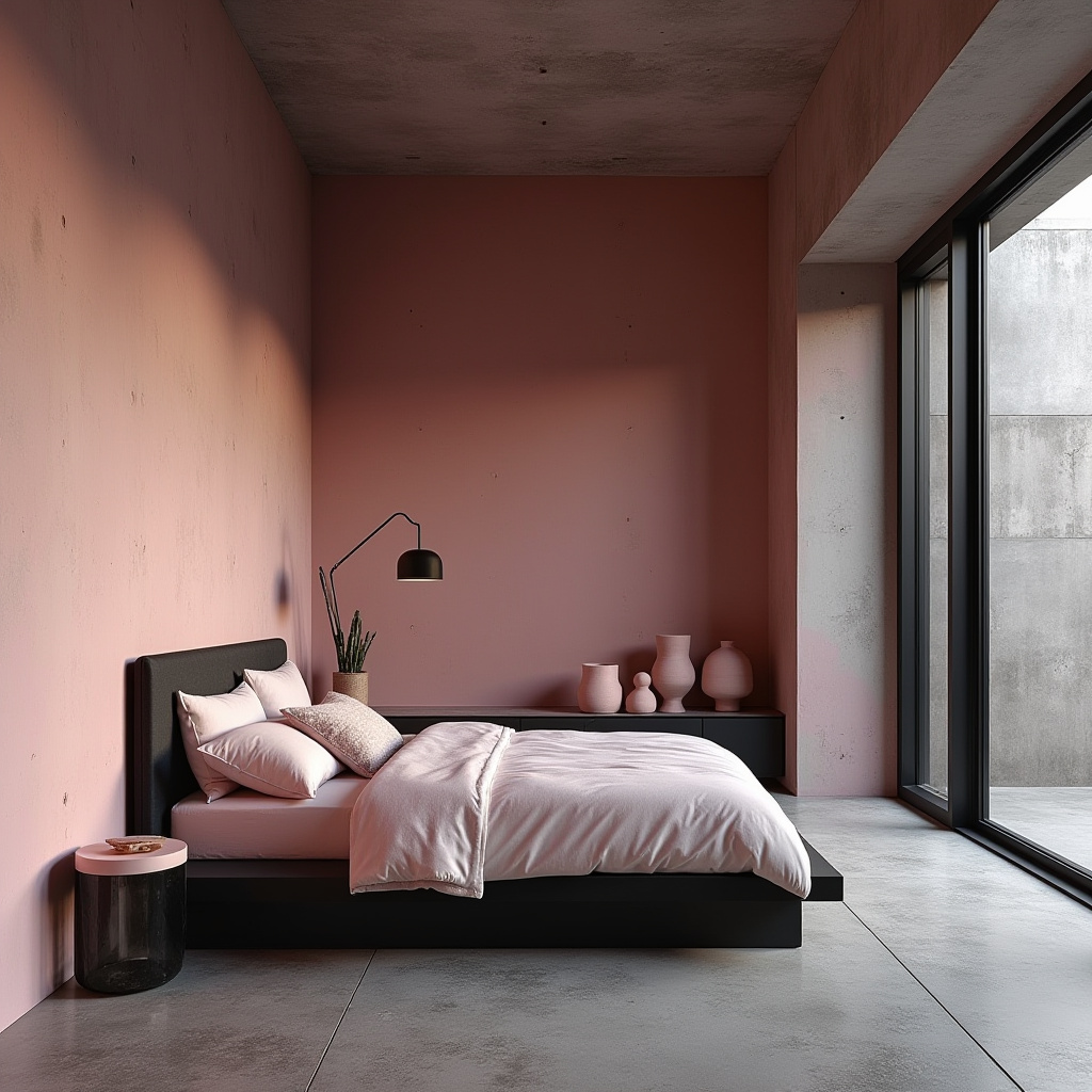 black and pink bedroom accent wall 33