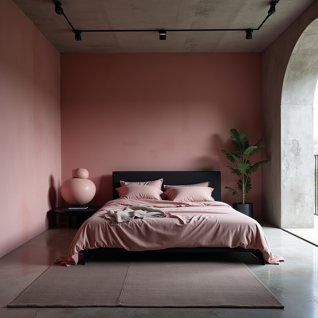 black and pink bedroom accent wall 34