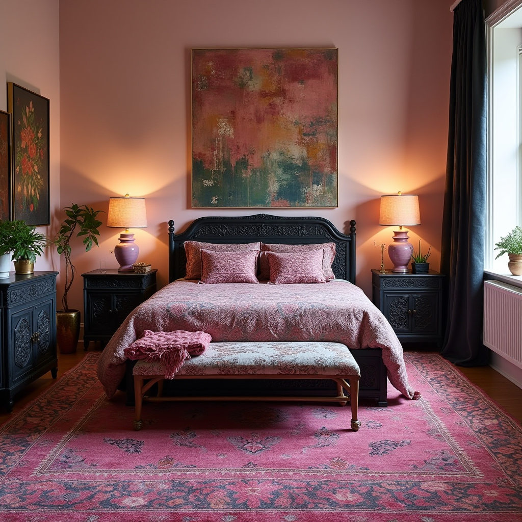 black and pink bedroom accent wall 36