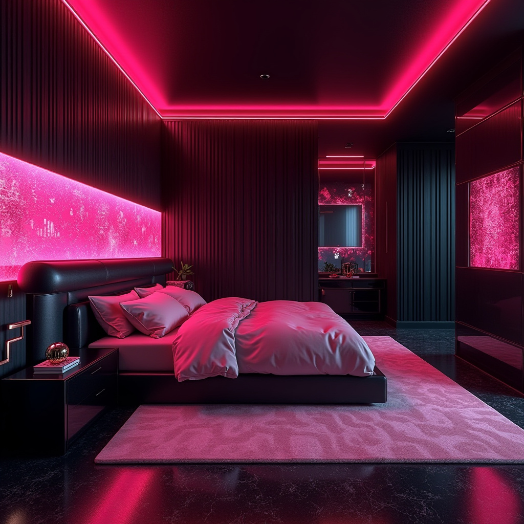 black and pink bedroom accent wall 38