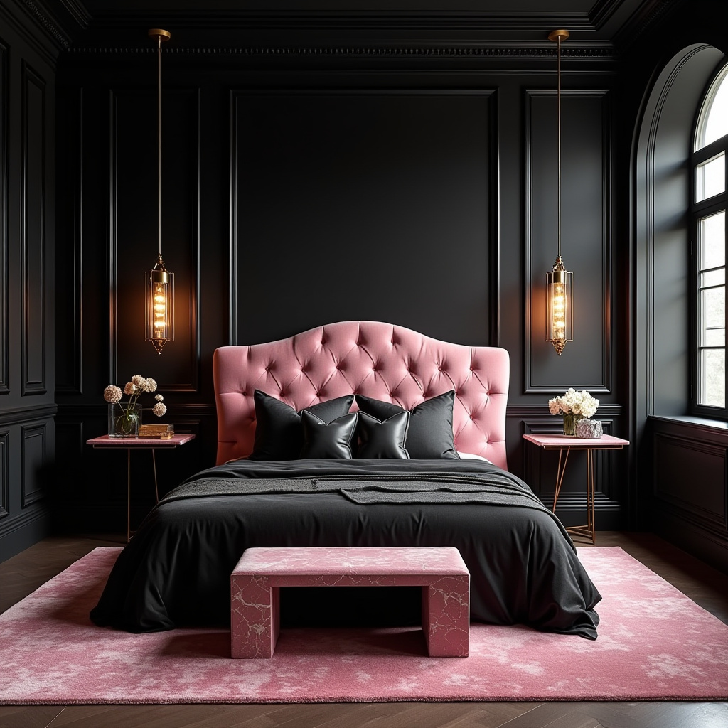 black and pink bedroom accent wall 5