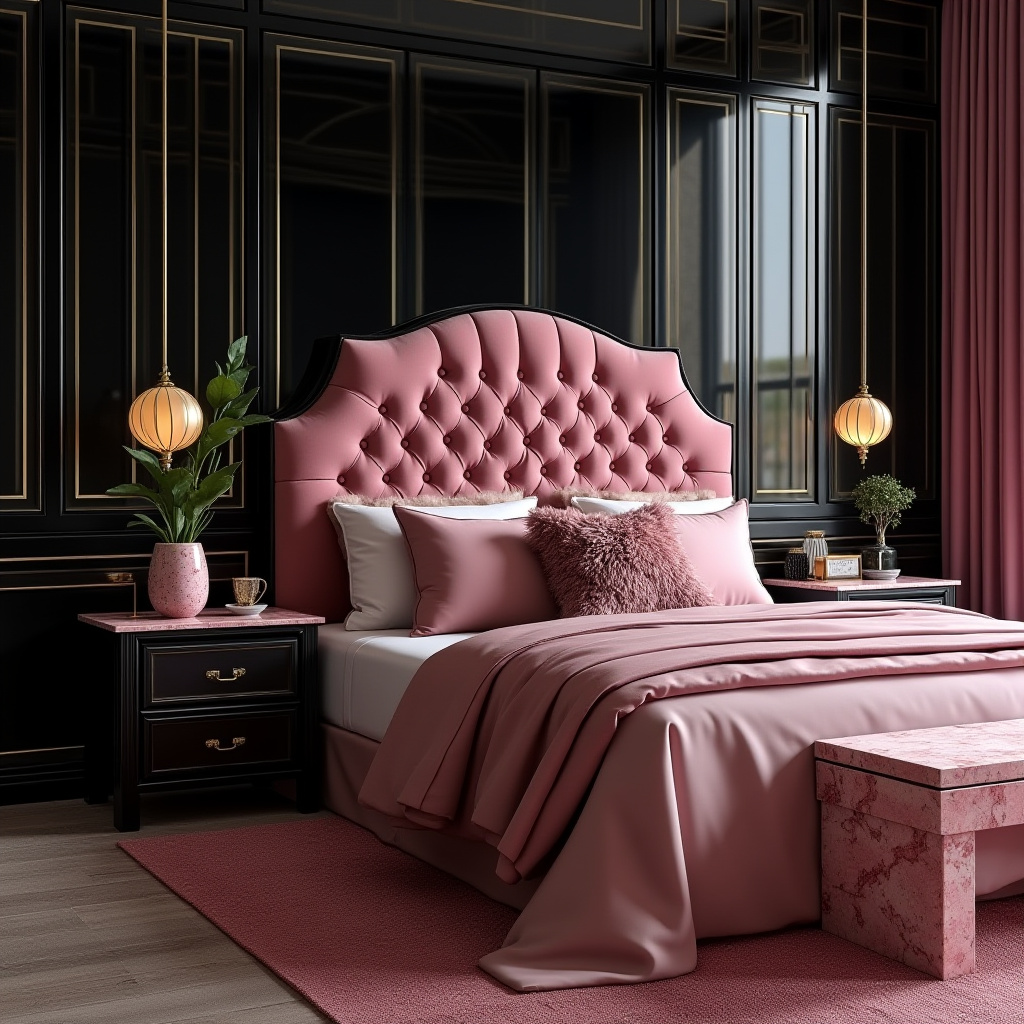 black and pink bedroom accent wall 6