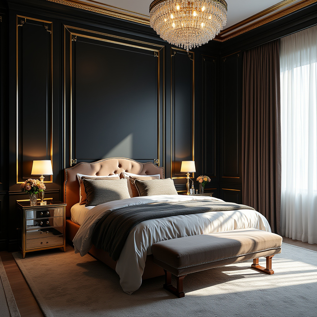 black panel bedroom accent wall 10
