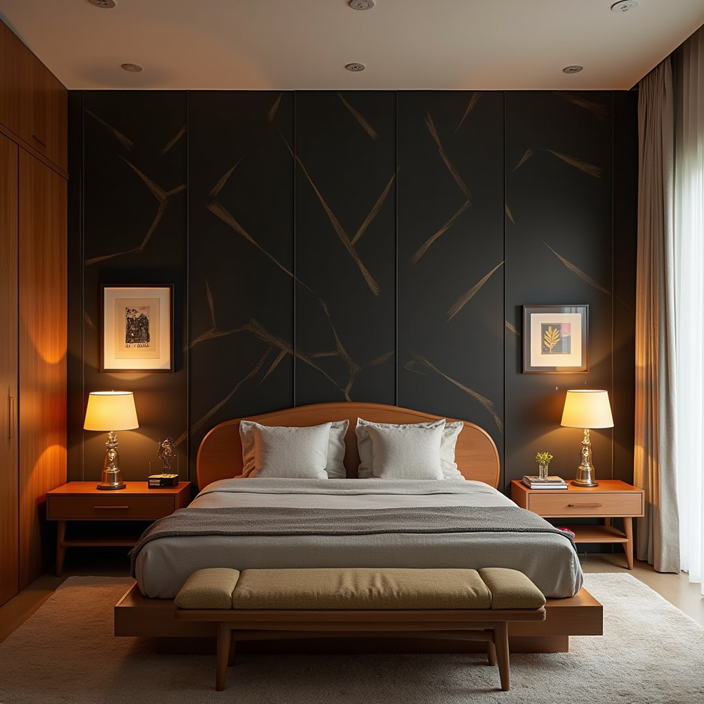 black panel bedroom accent wall 13
