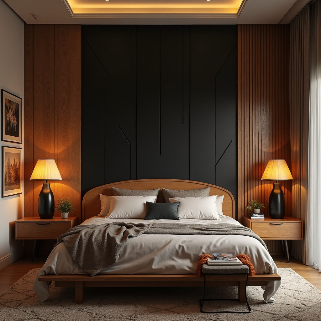 black panel bedroom accent wall 14