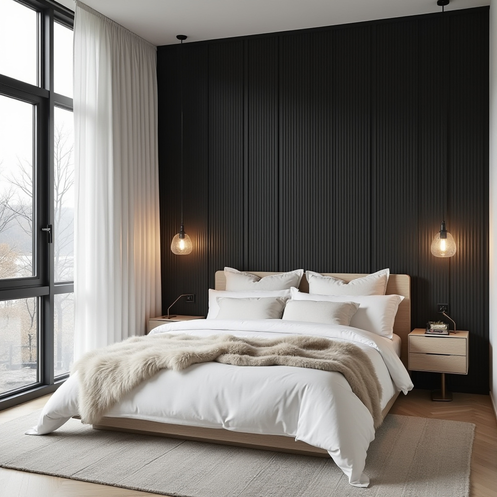black panel bedroom accent wall 15