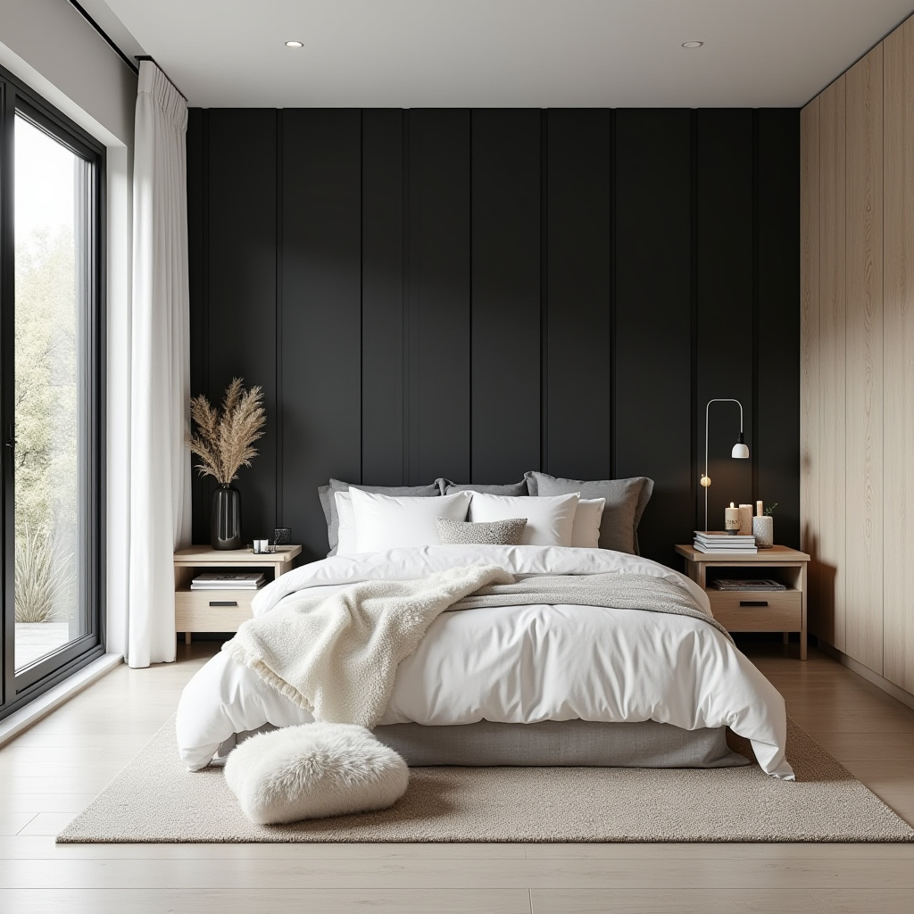 black panel bedroom accent wall 16