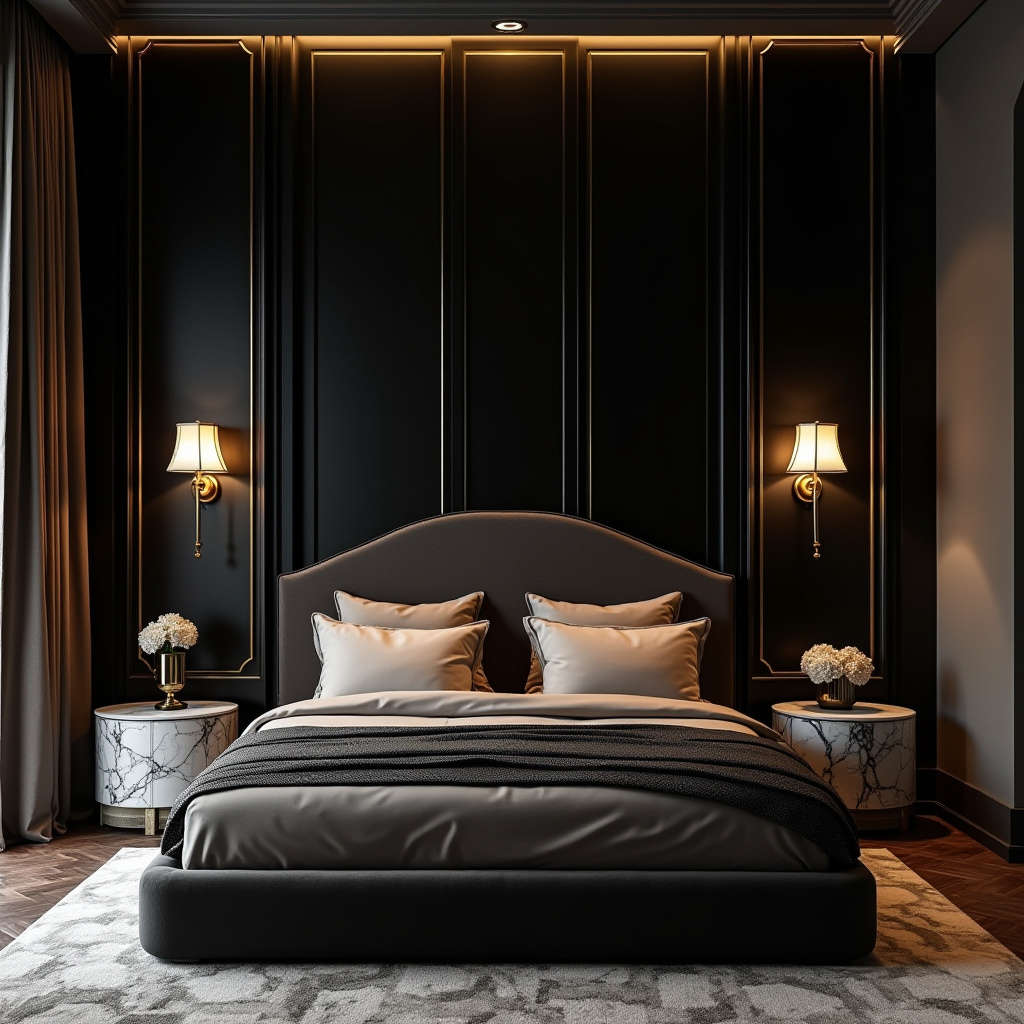 black panel bedroom accent wall 18