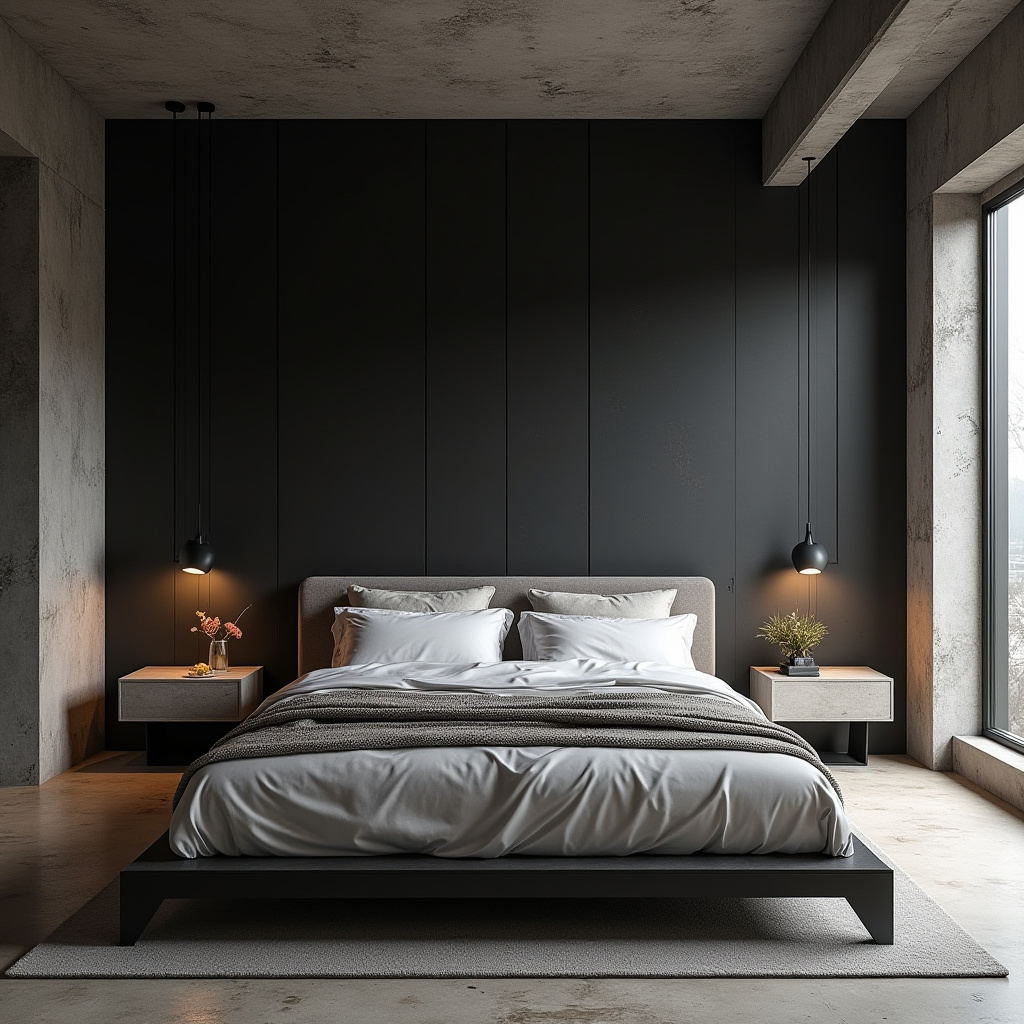 black panel bedroom accent wall 19